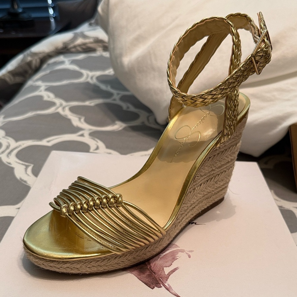 Jessica Simpson Metallic Gold Wedges